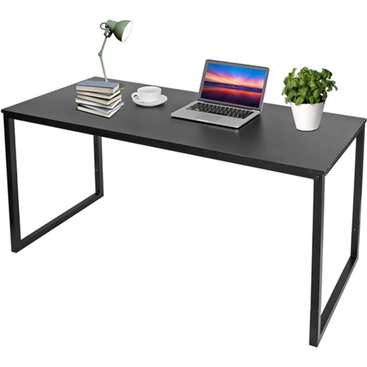 Black MDF and Metal Computer Desk with Waterproof Scratch-Resistant Top